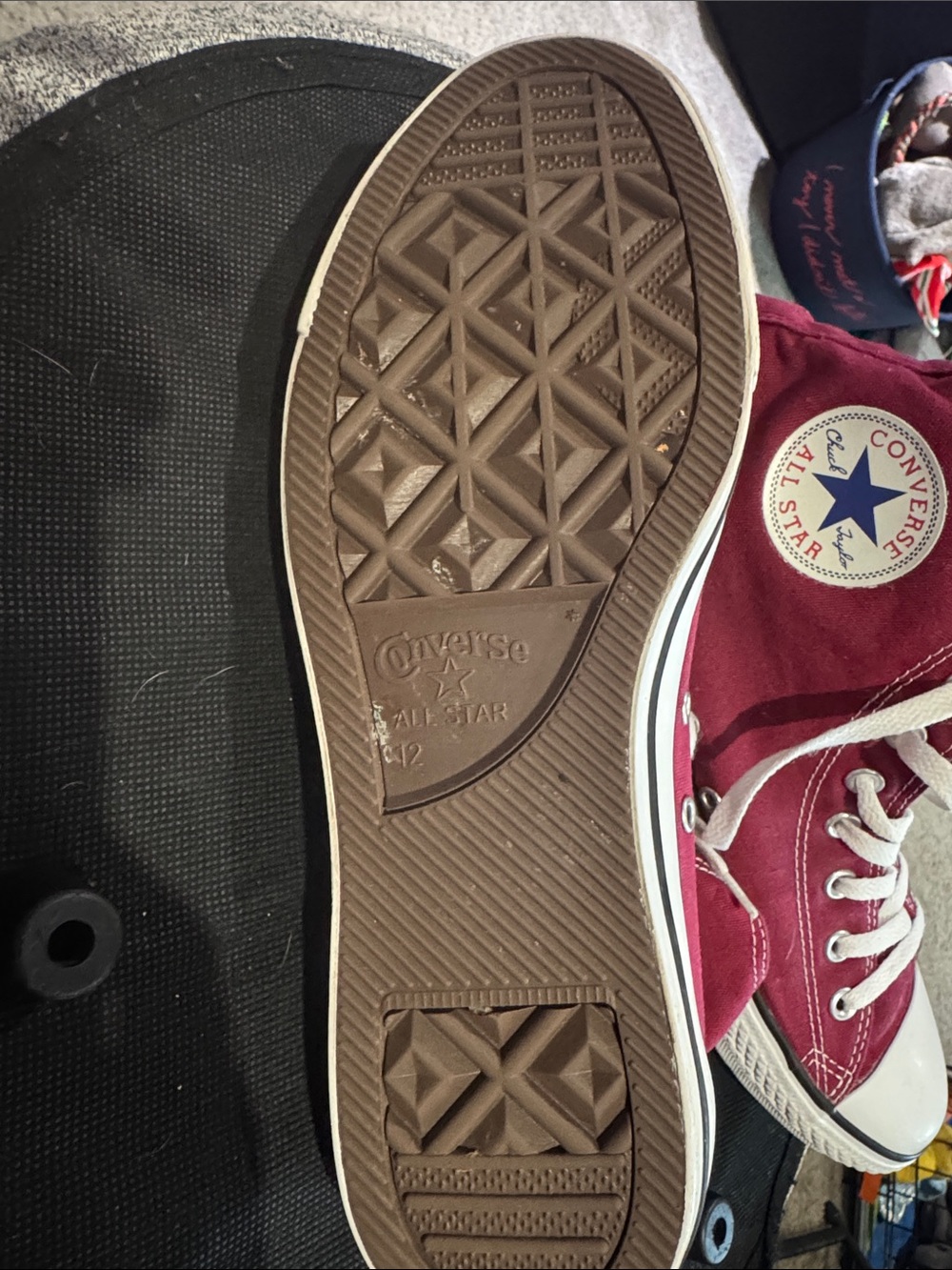 Converse High Top Sneakers - Burgundy and White - Picture 5 of 13